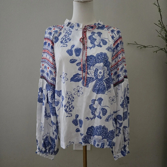 Emily Lovelock NWT Boho Style Bishop Sleeve Loose fitting Blouse size SMALL - Picture 3 of 16